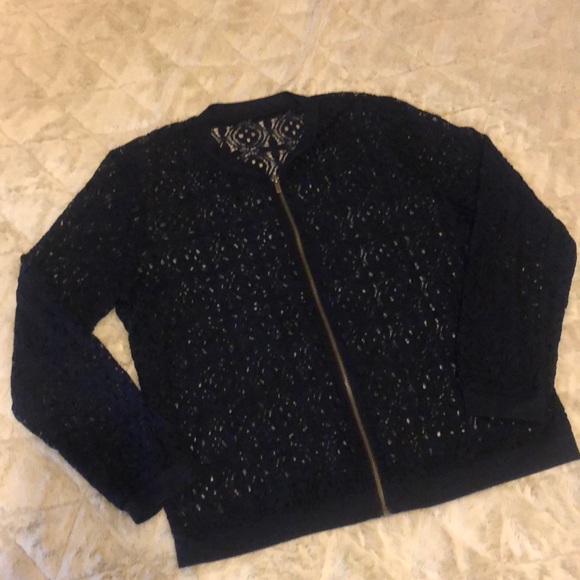 💙BLUE💙 Lightweight Lace Bomber Jacket - Picture 2 of 8